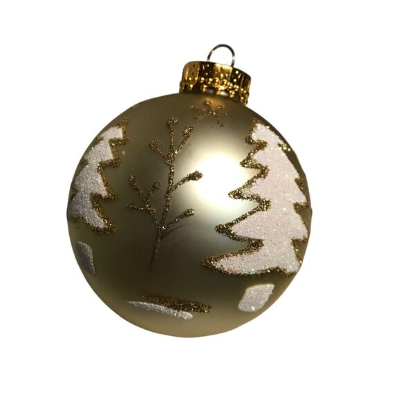 Bronners Ornament Christmas Wonderland Gold Glitter Trees Original Box - Picture 1 of 8